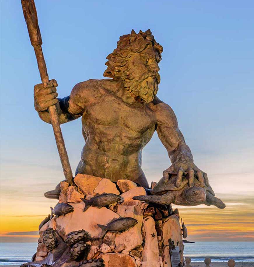 The Neptune statue at the Virginia Beach oceanfront. The home base for Choice Realty. Contact us today if you are trying to buy, sell or rent a home in Hampton Roads.